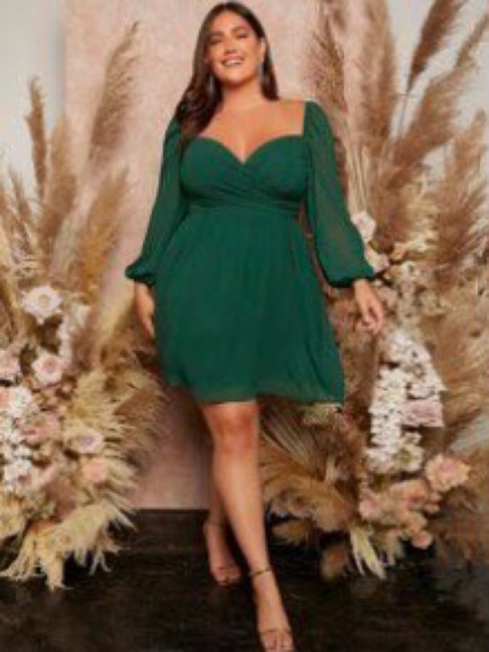 SHEIN Emerald Green Sweetheart Mini Dress